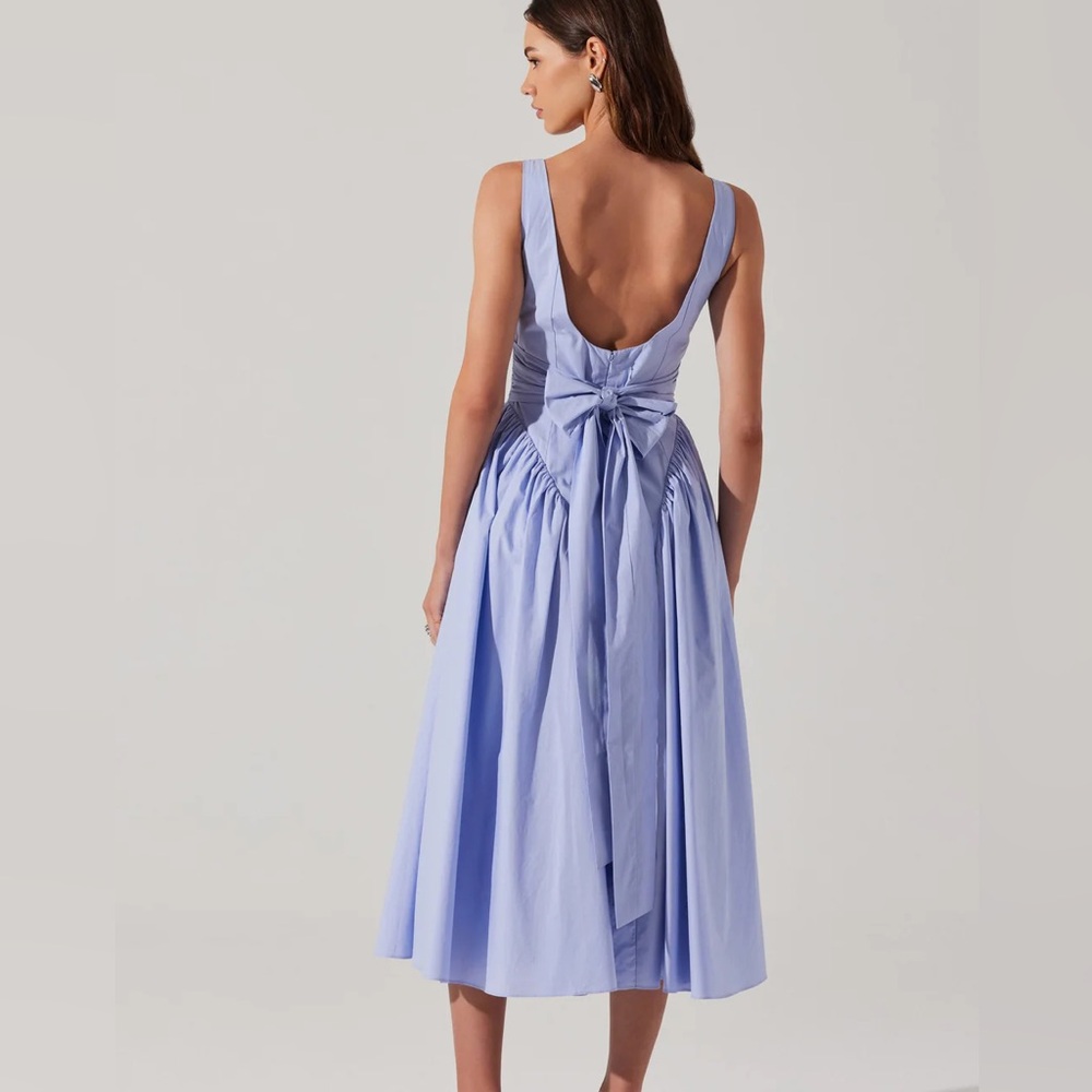 ASTR Vinya Poplin Drop Waist Midi Dress - periwinkle